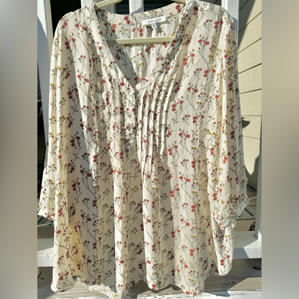 Rose + Olive Long Sleeve Blouse